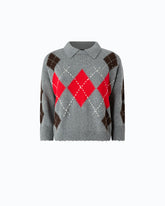 Wool and cashmere sweater with diamond motif - Multicolor Grey-Brown | Pinko