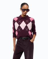 Wool and cashmere sweater with diamond motif - Multicolor Bordeaux-Pink | Pinko