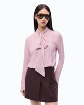 Blouse with sash collar - Pink | Pinko