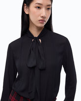 Blouse with sash collar - Black | Pinko