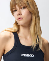 Ribbed vest top with PINKO 3D logo -  | Pinko