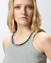 Ribbed top with bejewelled embellishment -  | Pinko