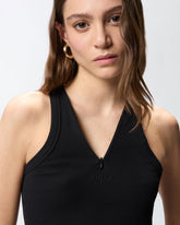 Rib-knit tank top with V-neck and PINKO logo -  | Pinko
