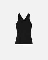 Rib-knit tank top with V-neck and PINKO logo -  | Pinko
