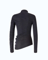Mock-turtleneck sweater with asymmetric hem -  | Pinko