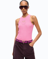 Ribbed top with sheer Love Birds logo -  | Pinko