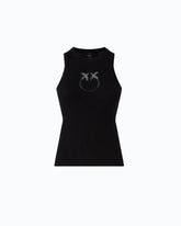 Ribbed top with sheer Love Birds logo -  | Pinko