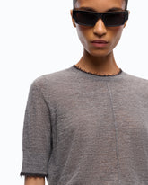 Short-sleeved T-shirt with frayed edges -  | Pinko
