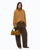 Fully rhinestoned wool-blend turtleneck sweater - Orange | Pinko