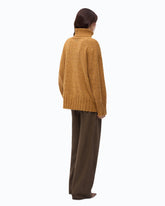 Fully rhinestoned wool-blend turtleneck sweater - Orange | Pinko