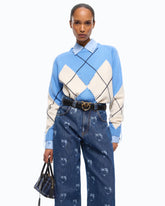 Wool and cashmere sweater with maxi diamonds -  | Pinko