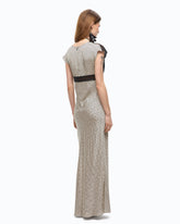 Long sleeveless polka-dot dress - Multicolor Beige-Black | Pinko