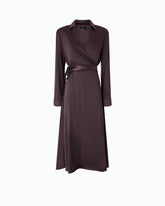 Midi wrap dress with belt - Brown | Pinko
