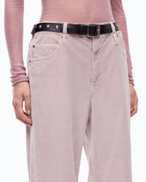 Cropped velvet trousers with leather belt -  | Pinko