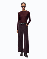 Cropped velvet trousers with leather belt -  | Pinko