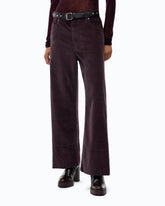 Cropped velvet trousers with leather belt -  | Pinko