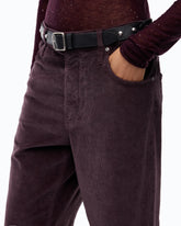 Cropped velvet trousers with leather belt -  | Pinko
