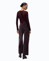 Cropped velvet trousers with leather belt -  | Pinko