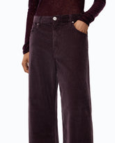 Cropped velvet trousers with leather belt -  | Pinko