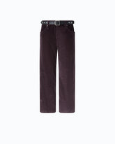 Cropped velvet trousers with leather belt -  | Pinko