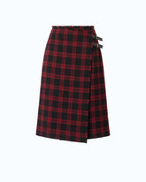 Calf-length wrap skirt with check pattern -  | Pinko