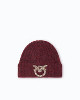 Wool beanie with jewelled Love Birds logo - Red | Pinko