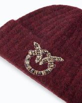 Wool beanie with jewelled Love Birds logo - Red | Pinko