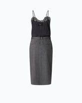 Calf-length dress with pinstriped skirt -  | Pinko