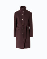 Wool-blend coat with high neck and belt -  | Pinko