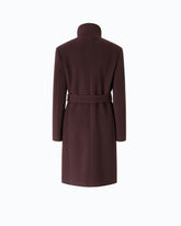 Wool-blend coat with high neck and belt -  | Pinko