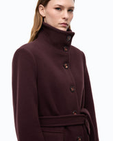 Wool-blend coat with high neck and belt -  | Pinko