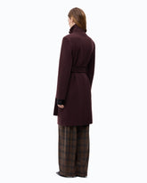 Wool-blend coat with high neck and belt -  | Pinko