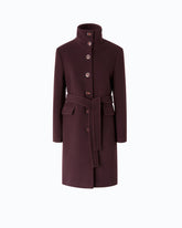 Wool-blend coat with high neck and belt -  | Pinko