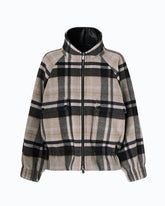 Pea coat with zip and check pattern -  | Pinko
