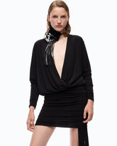 Mini dress with gathering and ribbon -  | Pinko