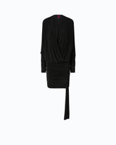 Mini dress with gathering and ribbon -  | Pinko