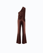 Long satin jumpsuit with sash -  | Pinko