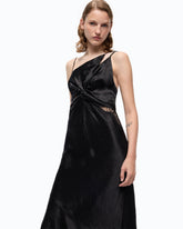 Long satin dress with draping and lace -  | Pinko