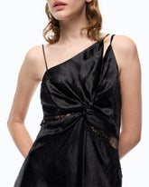 Long satin dress with draping and lace -  | Pinko
