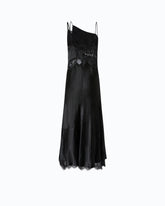 Long satin dress with draping and lace -  | Pinko