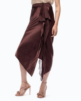 Asymmetric midi skirt in satin -  | Pinko