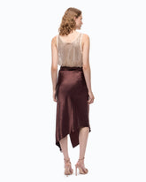Asymmetric midi skirt in satin -  | Pinko