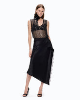 Asymmetric midi skirt in satin -  | Pinko