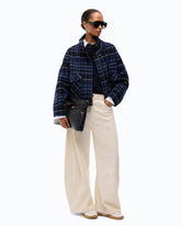 Double-layered cloth pea coat with check pattern -  | Pinko