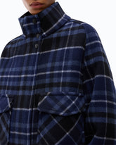 Double-layered cloth pea coat with check pattern -  | Pinko