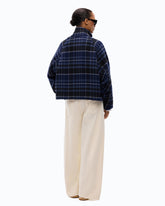 Double-layered cloth pea coat with check pattern -  | Pinko