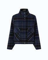 Double-layered cloth pea coat with check pattern -  | Pinko