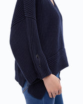 Ribbed V-neck sweater - Blue | Pinko
