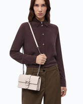 Small Love Bag One leather shoulder bag with New Buckle - White | Pinko