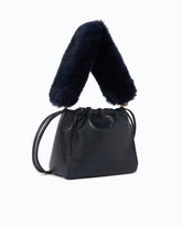 Shoulder bucket bag in nappa leather with two straps - Black | Pinko